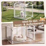 Gyvūnų aptvaras metalinis lankstus su 4 panelėmis 81 cm aukščio (Balta) – Paveikslėlis 3