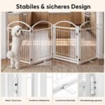 Gyvūnų aptvaras metalinis lankstus su 4 panelėmis 81 cm aukščio (Balta) – Paveikslėlis 5