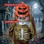 Helovino dekoracija, iššokantis moliūgo galvos skeletas, 173 cm, su šviesa, garsu, jutikliu – Paveikslėlis 6
