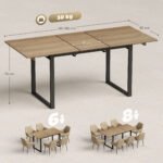 Išplečiamas valgomojo stalas 140-180 cm, 6-8 vietoms, su plieno pagrindu – Paveikslėlis 3