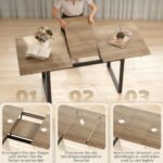 Išplečiamas valgomojo stalas 140-180 cm, 6-8 vietoms, su plieno pagrindu – Paveikslėlis 5