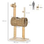 Kačių draskyklė 101 cm, girafos dizaino, su tuneliu ir jutos stulpeliais – Paveikslėlis 3