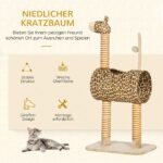 Kačių draskyklė 101 cm, girafos dizaino, su tuneliu ir jutos stulpeliais – Paveikslėlis 4