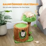 Kačių draskyklė 53 cm su medžio kamieno slėptuve ir jutiniais stulpeliais – Paveikslėlis 4