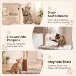 Kačių draskyklė aukšta ir daugiafunkcė su nameliu ir sizalio stulpais (Smėlio spalvos) – Paveikslėlis 3