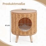 Kačių namelis-pufas daugiafunkcinis su ratano apdaila (Natūrali) – Paveikslėlis 2