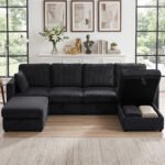Kampinė U formos 4 vietų sofa su daiktadėže ir gobelenu – Paveikslėlis 2
