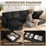 Kampinė U formos 4 vietų sofa su daiktadėže ir gobelenu – Paveikslėlis 6