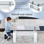 Kavos staliukas stiklinis su dviem saugojimo lygiais (Balta) – Paveikslėlis 5