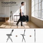 Kėdės sulankstomos atsparios oro sąlygoms su metalo rėmu 4 vnt. komplektas (Juoda) – Paveikslėlis 4