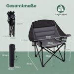 Kempingo krėslas sulankstomas ypač platus su paminkštinimu ir gėrimų laikikliu (Juoda) – Paveikslėlis 2