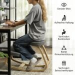 Klūpėjimo kėdė ergonominė su beržo medienos rėmu, laikysenai ir skausmams mažinti – Paveikslėlis 5