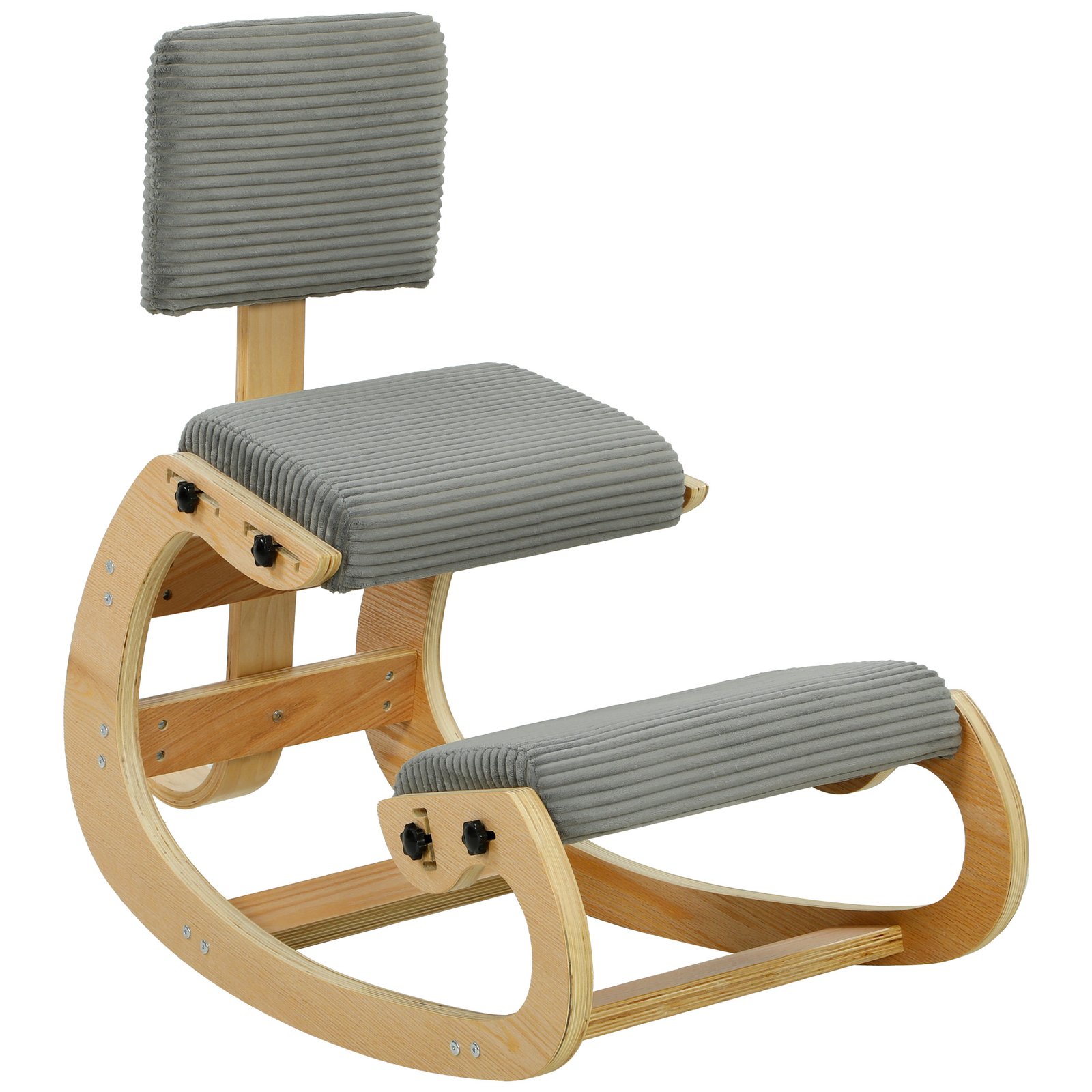Klūpoma ergonominė kėdė su atlošu ir kordo audiniu