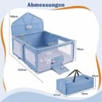 Kūdikių maniežas sulankstomas didelių matmenų su apsaugos elementais (Mėlyna) – Paveikslėlis 2