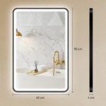 LED vonios veidrodis 90x60 cm su reguliuojamu apšvietimu ir nuo rasojimo – Paveikslėlis 3