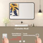 LED vonios veidrodis 90x60 cm su reguliuojamu apšvietimu ir nuo rasojimo – Paveikslėlis 8