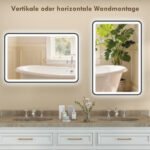LED vonios veidrodis 90x60 cm su reguliuojamu apšvietimu ir nuo rasojimo – Paveikslėlis 9