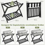 Lagaminų stovas bambukinis sulankstomas dviejų dalių su apatine lentyna (Juoda) – Paveikslėlis 2
