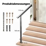 Laiptų turėklas metalinis reguliuojamas 4 pakopoms (Juoda) – Paveikslėlis 2
