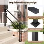 Laiptų turėklas metalinis reguliuojamo kampo lauko (Juoda) – Paveikslėlis 5