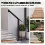 Laiptų turėklas tvirtas metalinis su reguliuojamu kampu (Juoda) – Paveikslėlis 3