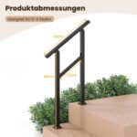 Laiptų turėklų komplektas 2 vnt. reguliuojamo kampo 70 cm (Juoda) – Paveikslėlis 2