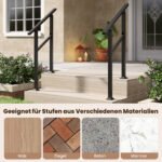 Laiptų turėklų komplektas 2 vnt. reguliuojamo kampo 70 cm (Juoda) – Paveikslėlis 3