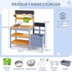 Lauko žaidimų virtuvėlė medinė su virykle ir augalų dėže (Geltona) – Paveikslėlis 2