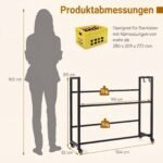 Lentyna gėrimų dėžėms plieninė su ratukais ir reguliuojamu pasvirimu (Juoda) – Paveikslėlis 2