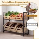 Lentyna gėrimų dėžėms plieninė su ratukais ir reguliuojamu pasvirimu (Juoda) – Paveikslėlis 5