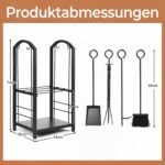 Malkinė metalinė su 5 dalių židinio įrankių komplektu (Juoda) – Paveikslėlis 2
