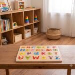 Medinė abėcėlės dėlionė su rankenėlėmis raštingumui ugdyti – Paveikslėlis 3