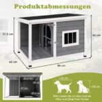Medinė šuns būda su dengta veranda (Pilka) – Paveikslėlis 2