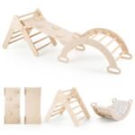 Medinis laipiojimo rinkinys 3-in-1 Montessori vaikams (Natūrali)