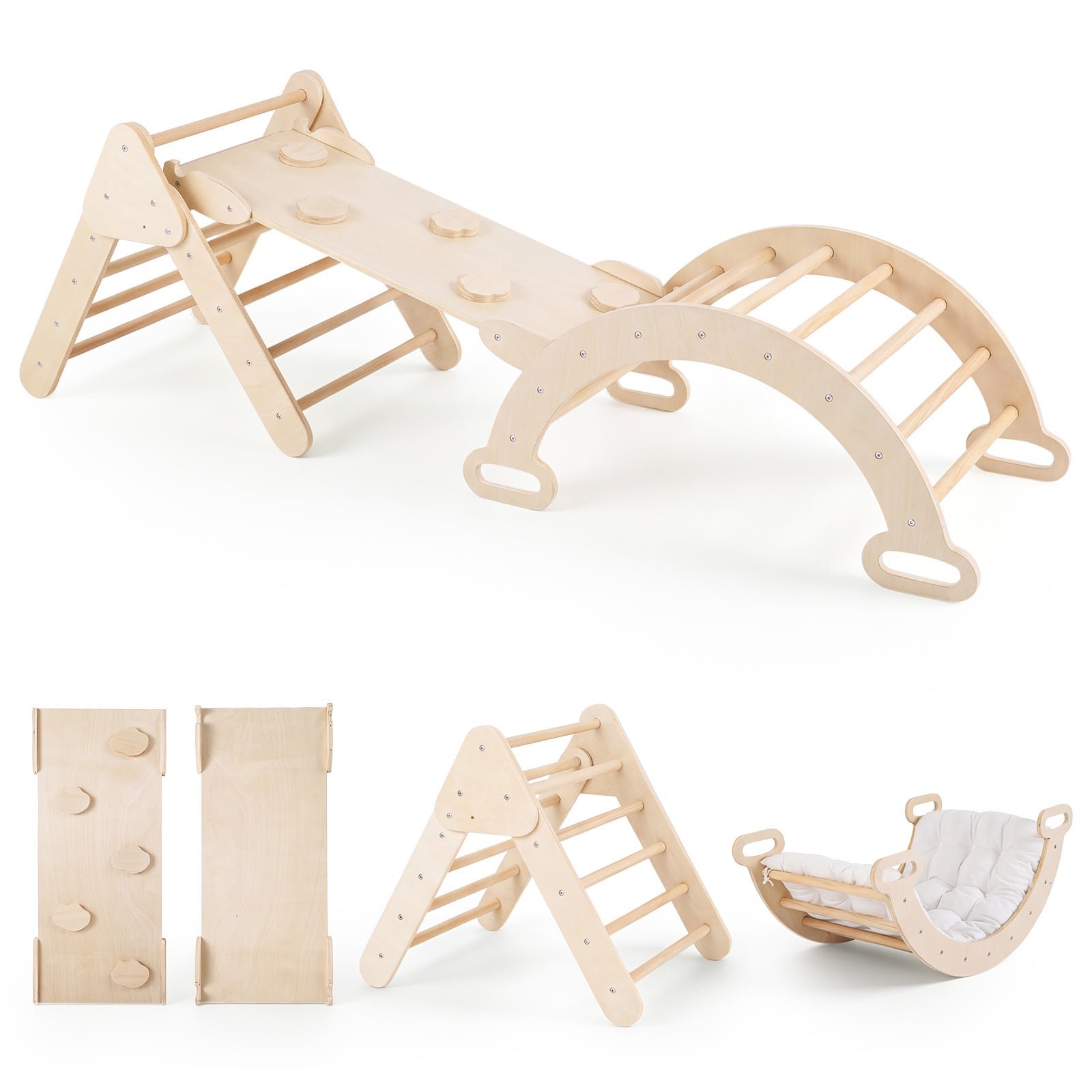 Medinis laipiojimo rinkinys 3-in-1 Montessori vaikams (Natūrali) Medinis laipiojimo rinkinys 3-in-1 Montessori vaikams (Natūrali)