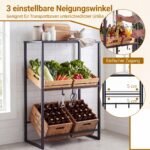 Metalinė gėrimų dėžių lentyna su reguliuojamu pakreipimu ir papildomais skyriais (Juoda) – Paveikslėlis 5