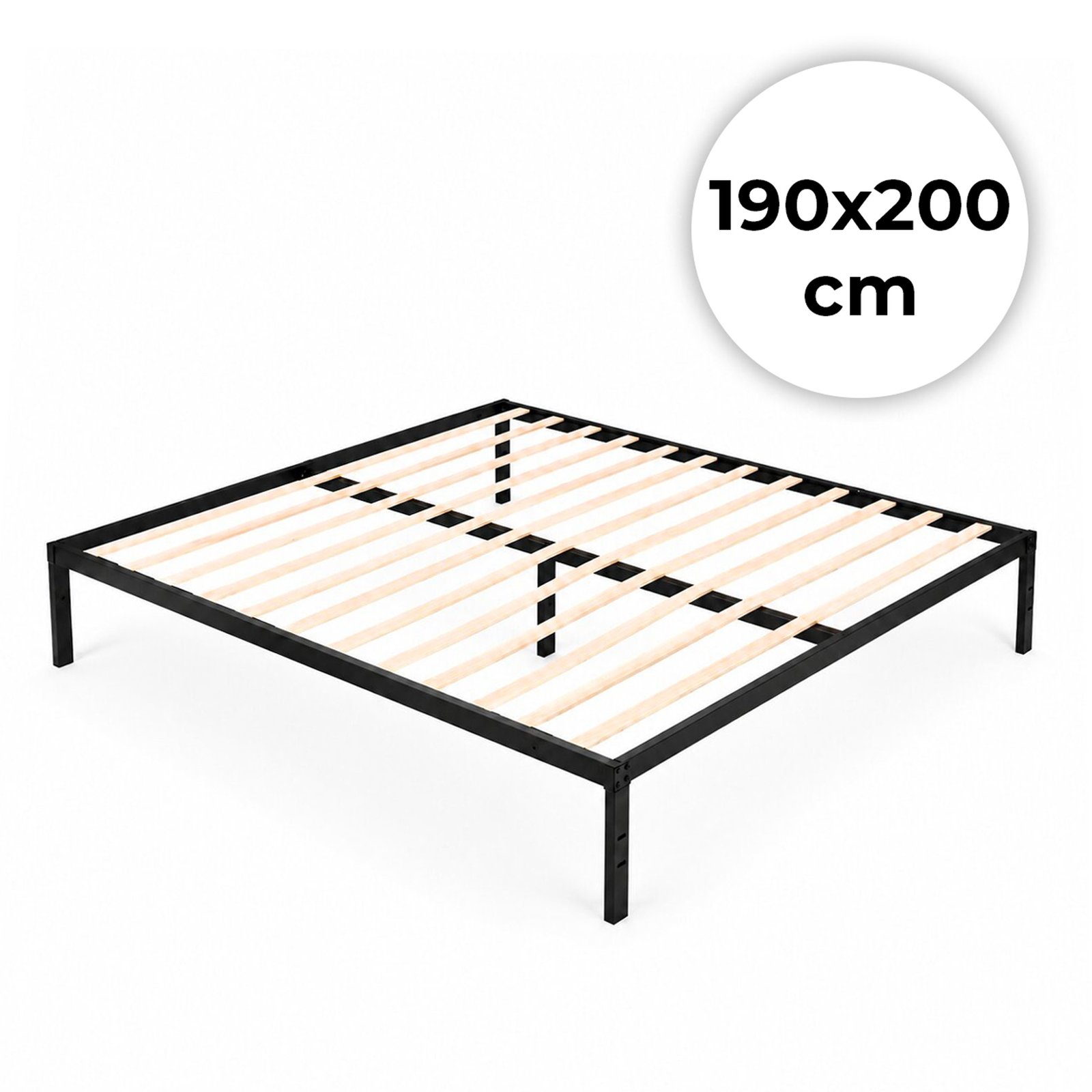 Metalinė lova 190x200 cm su medinėmis grotelėmis Metalinė lova 190x200 cm su medinėmis grotelėmis