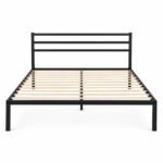 Metalinė lova su grotelėmis ir galvūgaliu juoda 135x190 cm – Paveikslėlis 6