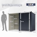 Metalinė sodo pastogė su rakinamomis durimis ir integruotomis lentynomis (Pilka) – Paveikslėlis 2