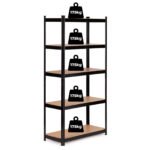 Metalinės sandėliavimo lentynos su 5 reguliuojamomis MDF lentynomis 180x90x40 cm – Paveikslėlis 3