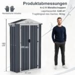 Metalinis Lauko Sandėliukas su integruota lentynų sistema (Pilka) – Paveikslėlis 2