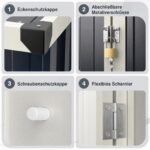 Metalinis Lauko Sandėliukas su integruota lentynų sistema (Pilka) – Paveikslėlis 4