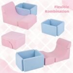 Minkštų putų blokelių rinkinys su kamuoliukų baseinu mažyliams (Pastelinių spalvų) – Paveikslėlis 3