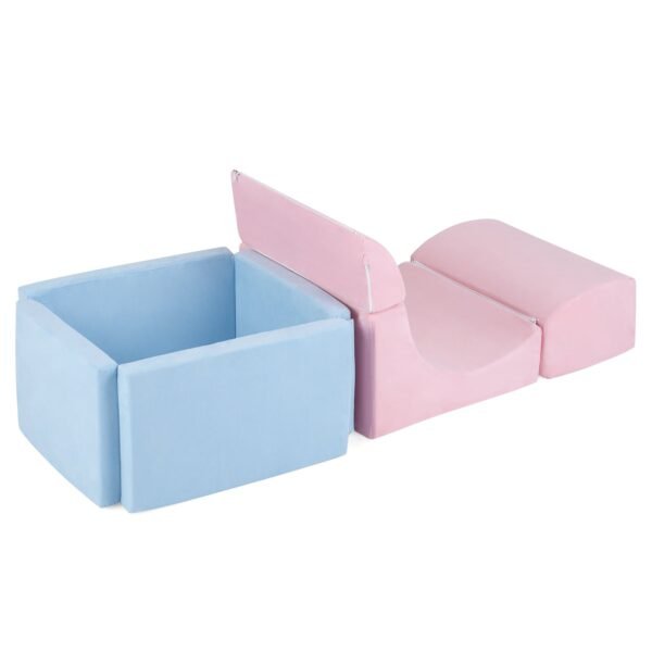 Minkštų putų blokelių rinkinys su kamuoliukų baseinu mažyliams (Pastelinių spalvų)