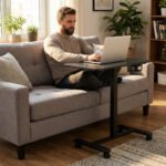 Mobilus biuro stalas su aukščio reguliavimu ir ratukais 70x48 cm – Paveikslėlis 3