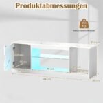 Moderni TV spintelė televizoriui iki 65 colių su LED apšvietimu (Balta) – Paveikslėlis 2