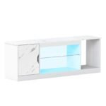 Moderni TV spintelė televizoriui iki 65 colių su LED apšvietimu (Balta)