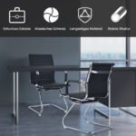 Modernūs biuro ir konferencijų krėslai su rogių tipo rėmu 10 vnt. komplektas (Juoda) – Paveikslėlis 3