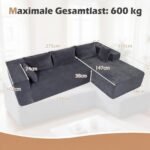 Modulinė L formos sofa keturvietė (Pilka) – Paveikslėlis 2