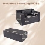 Modulinė grindų sofa patogi su pufu ir pagalvėmis (Pilka) – Paveikslėlis 2